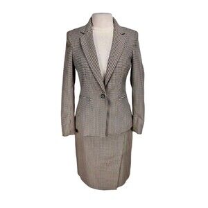 H.M Women Career Skirtsuit One Button Blazer Size 8 Faux Wrap Skirt Size 10 124A